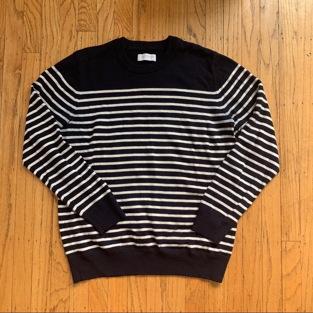 Everlane Navy Striped Sweater - Large